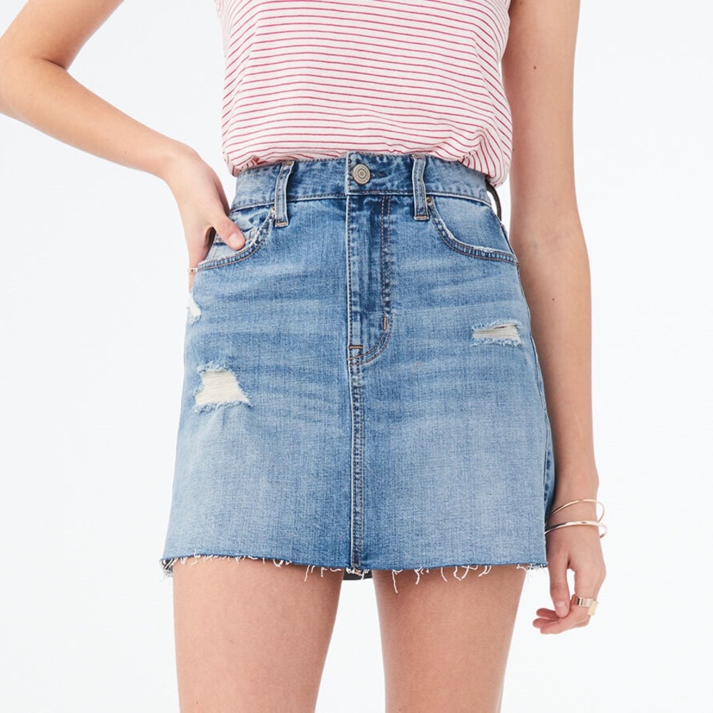 Aeropostale Destroyed Denim Mini Skirt